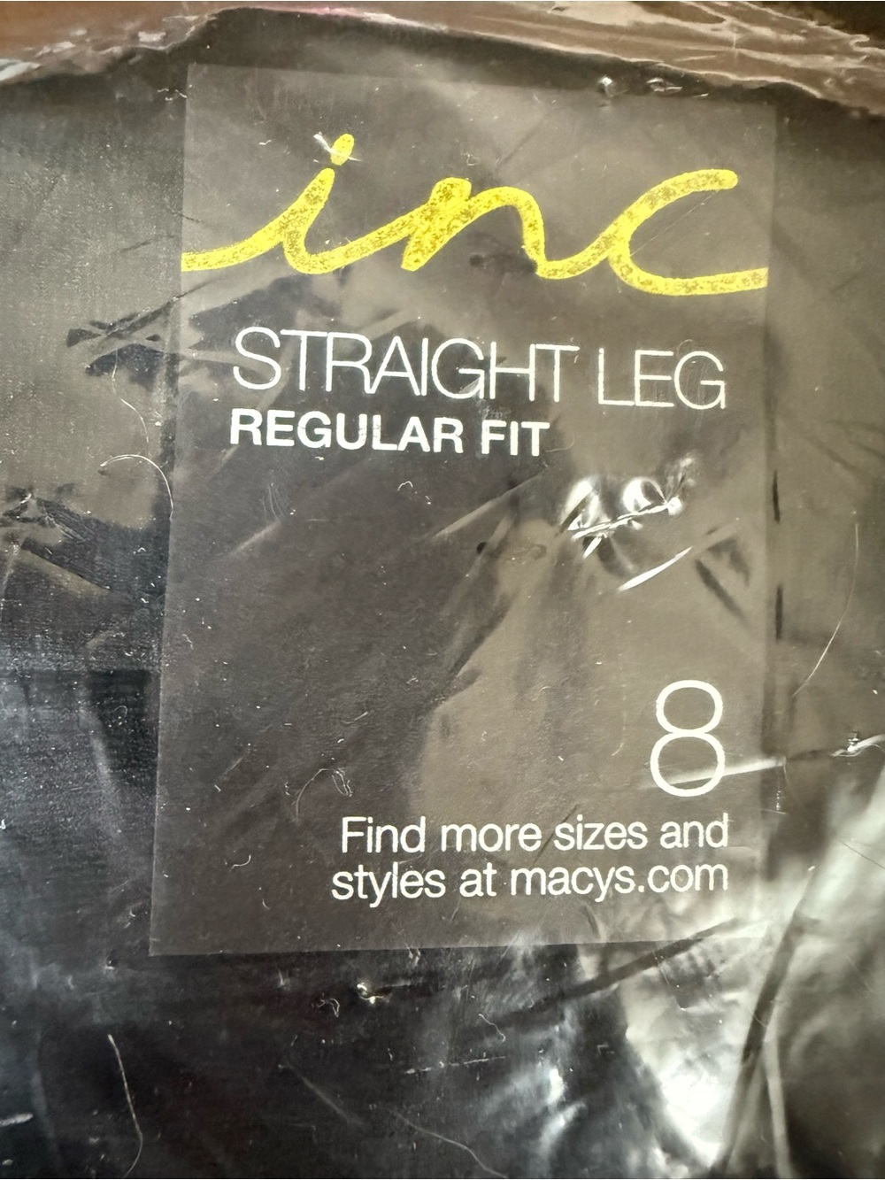 NWT/NIP INC International Concepts Straight Leg Regular Fit Pants in Black Sz 8
